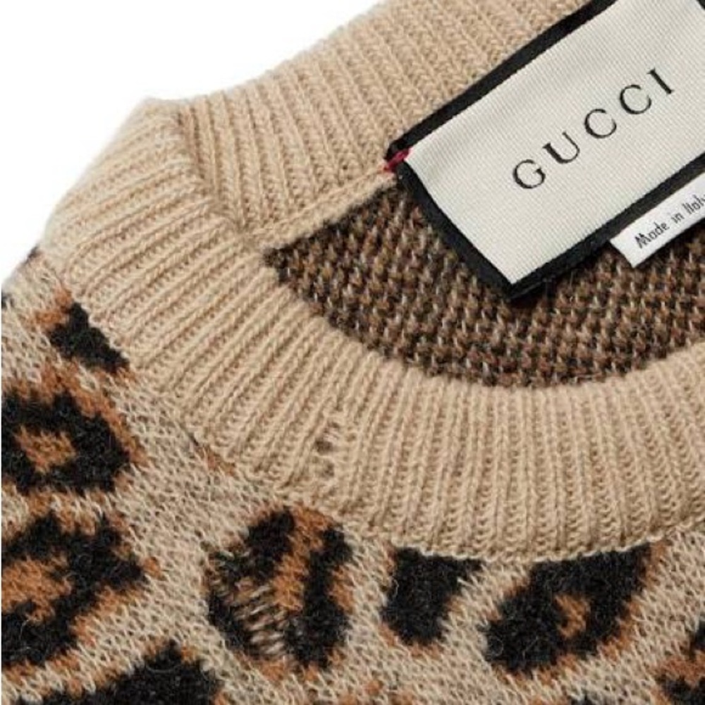 Gucci Distressed Leopard Jacquard Sweater